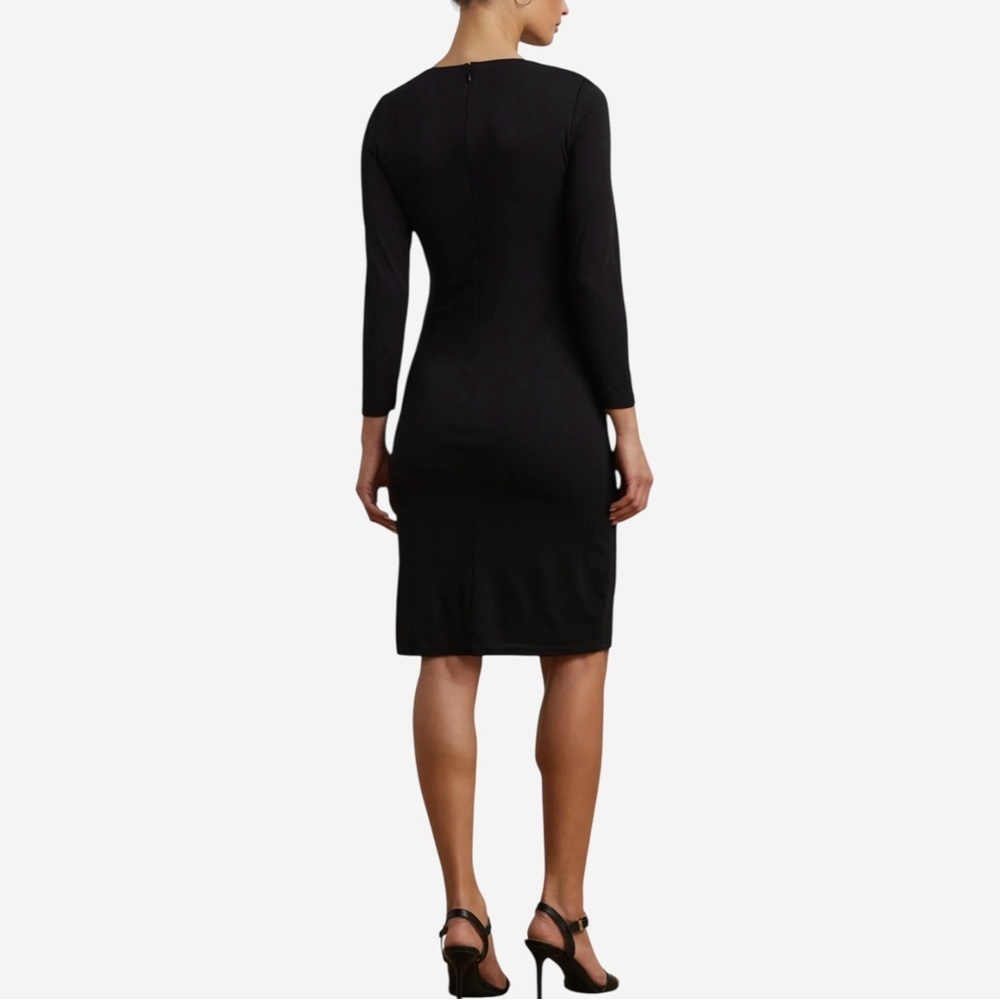 Ralph Lauren Black Label Matte Stretch Jersey Dress Size 12 Black Lined *READ - Picture 3 of 14